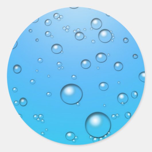 Heldere bubbels, blauw water ronde sticker (Voorkant)