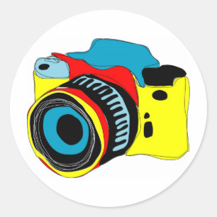 Heldere cameraillustratie ronde sticker