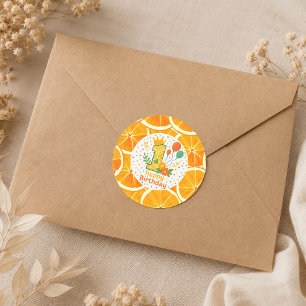 Heldere Citrus Eerste Verjaardag Vierkante Sticker