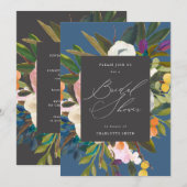 Heldere citrusbloemen | Indigo Blue Vrijgezellenfe Kaart (Voorkant / Achterkant)