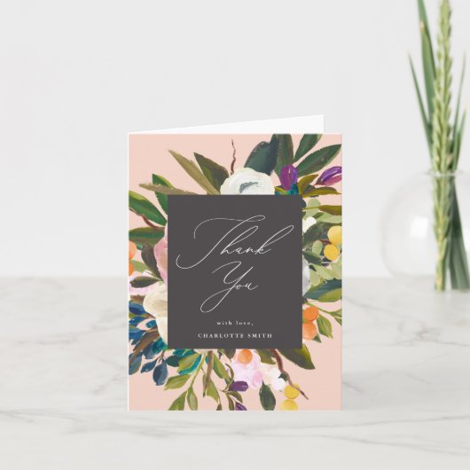 Heldere citrusbloemen | Peach Bedankkaart (Voorkant)