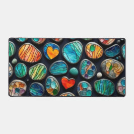 Heldere decoratieve geschilderde stenen bureaumat