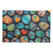 Heldere decoratieve geschilderde stenen kussensloop (Achterkant-Links)