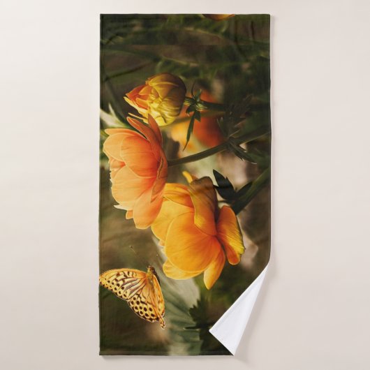 Heldere Deep Yellow Bloemen met Vlinder Badhanddoek (Badhanddoek)