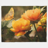 Heldere Deep Yellow Bloemen met Vlinder Fleece Deken (Voorkant (Horizontaal))