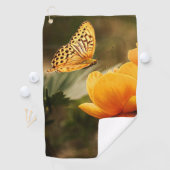 Heldere Deep Yellow Bloemen met Vlinder Golfhanddoek (Insitu)