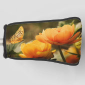 Heldere Deep Yellow Bloemen met Vlinder Golfheadcover (Voorkant)