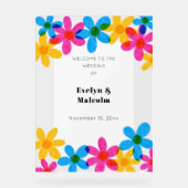 Heldere en gedurfde Hippie Bloemen Spring Wedding Acryl Bord (Voorkant)