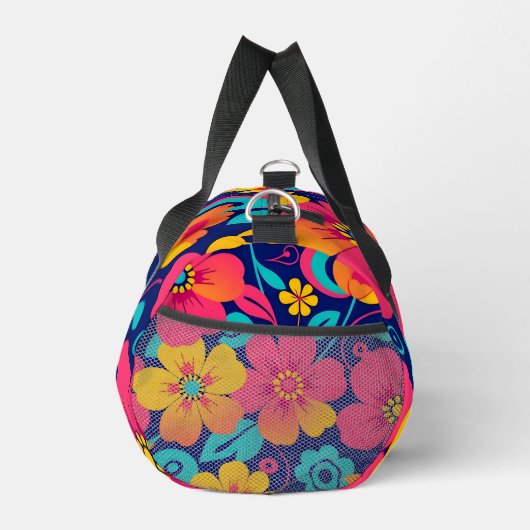 Heldere en gedurfde retro bloemen-dopamine stijl plunjezak (Rechts)