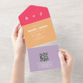 Heldere en gedurfde Retro bruiloft uitnodiging (Afscheurbaar)