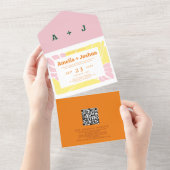 Heldere en gedurfde Retro bruiloft uitnodiging (Afscheurbaar)