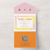 Heldere en gedurfde Retro bruiloft uitnodiging (Binnen)