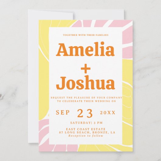 Heldere en gedurfde Retro bruiloft uitnodiging (Achterkant)