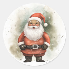 Heldere en Gelukkige Zwarte Kerstman Ronde Sticker