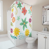 Heldere en kleurrijke Big Flower Art Douchegordijn (In situ)