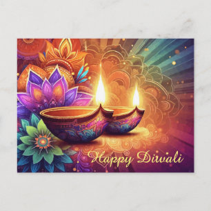 Heldere en kleurrijke Happy Diwali Festival van Li Feestdagenkaart