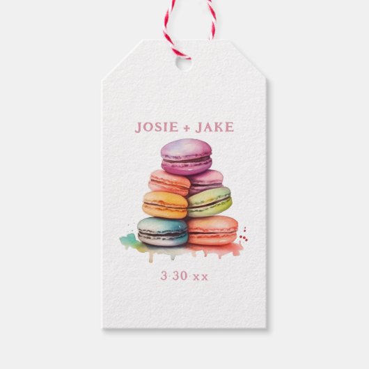 Heldere en kleurrijke macarooncakes cadeaulabel (Voorkant)