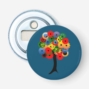 Heldere en kleurrijke mechanische versnellingsboom button flesopener