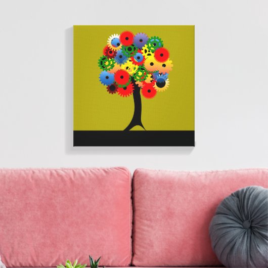 Heldere en kleurrijke mechanische versnellingsboom canvas afdruk (Insitu (Woonkamer))