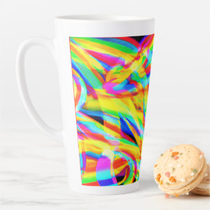 Heldere en kleurrijke neonpatroonkunst latte mok