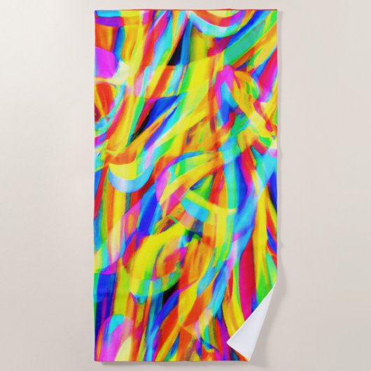 Heldere en kleurrijke neonpatroonkunst strandlaken (Voorkant)