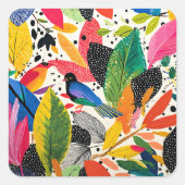 Heldere en kleurrijke Oerwoud kunst Vierkante Sticker (Voorkant)