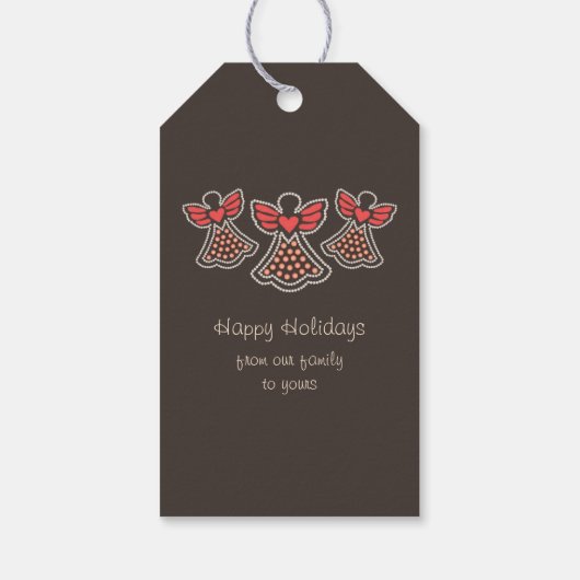 Heldere en kleurrijke parelengelen CC0080 Kerstmis Cadeaulabel (Achterkant)