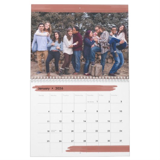 Heldere en kleurrijke penseelstreken 12 maanden fo kalender (Jan 2026)