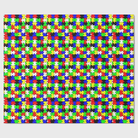 Heldere en kleurrijke puzzelstukken cadeaupapier (Vlak)