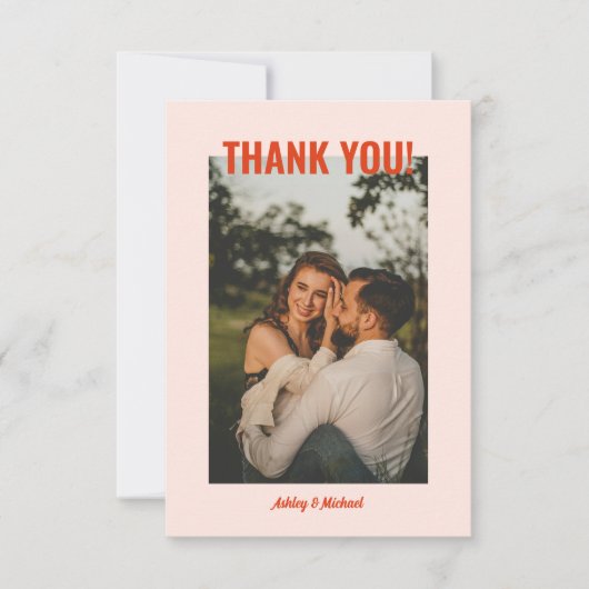 Heldere en kleurrijke retro trouwfoto bedankkaart (Voorkant)