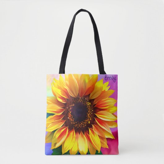 Heldere en kleurrijke Zonnebloem Canvas tas (Voorkant)