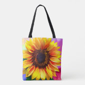 Heldere en kleurrijke Zonnebloem Canvas tas (Achterkant)
