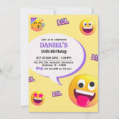 Heldere en leuke moderne emoji met als thema 10e v kaart (Voorkant)