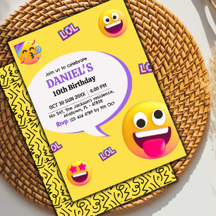 Heldere en leuke moderne emoji met als thema 10e v kaart