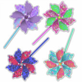 Heldere en Mooie Kleurrijke Pinwheels Sticker (Voorkant)