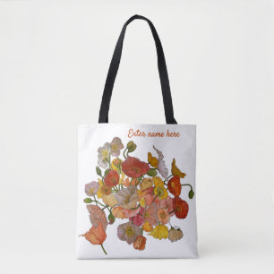 Heldere en mooie papaver aquarel draagtas
