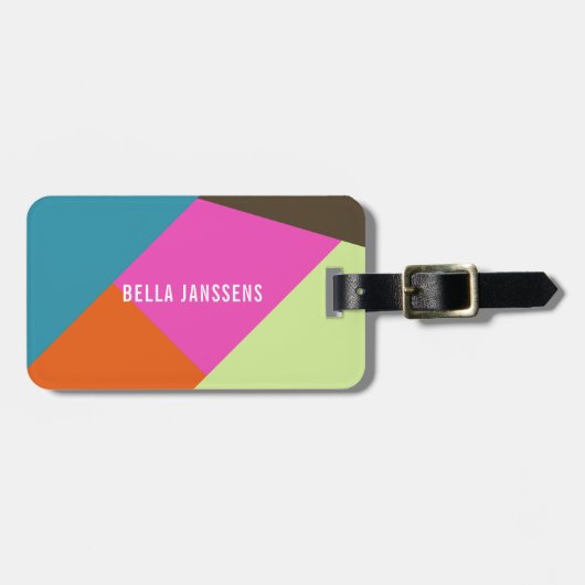Heldere en vette kleurenblokken bagagelabel (Voorkant horizontaal)