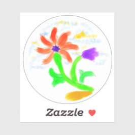 Heldere en vrolijke bloem sticker