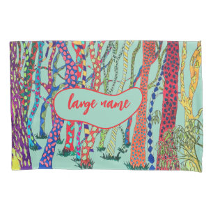 Heldere en vrolijke Crazy Forest waterverf Fleece Kussensloop