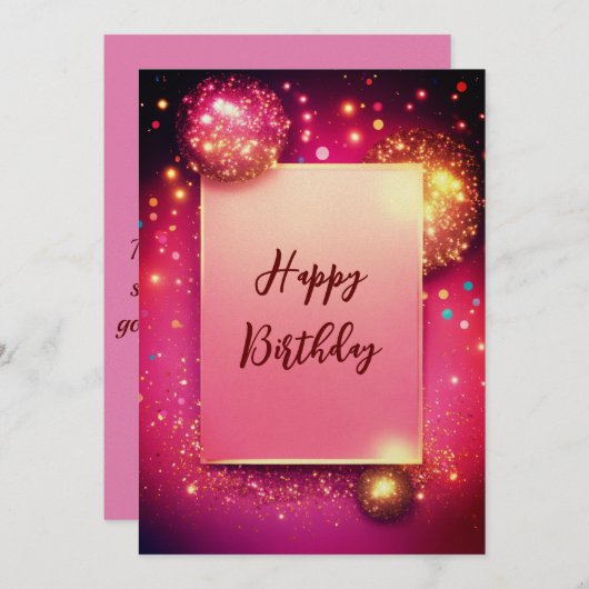 Heldere en Vrolijke Gelukkige Verjaardagskaart. Bedankkaart (Voorkant / Achterkant)