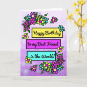 Heldere  feestdag voor beste vriend kaart (Gele Bloem)