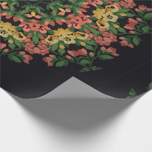 Heldere florale mandala met rode en gele bloemen. cadeaupapier (Hoek)