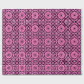 Heldere fuchsia ebony black star flower geometrisc cadeaupapier (Vlak)