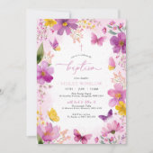 Heldere Fuchsia Roze Doopsel Bloemen Kaart (Voorkant)