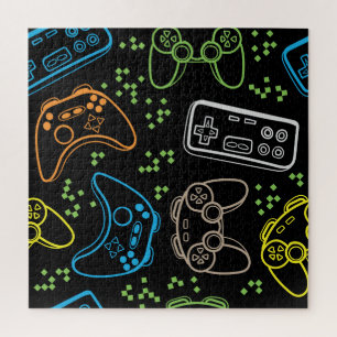Heldere gaming joysticks: cool patroon. legpuzzel