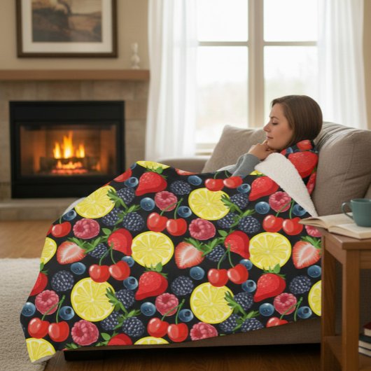 Heldere & gedurfde Fruit Fleece Deken