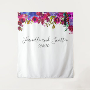 Heldere gedurfde kleuren Bloemroze Rood Paarse ach Wandkleed