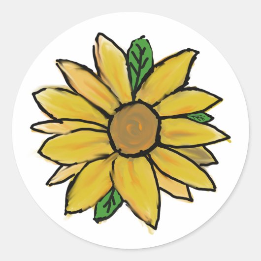Heldere geelzonnebloem ronde sticker (Voorkant)