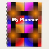 Heldere gekleurde vierkantjes op zwarte achtergron planner (Voorkant)