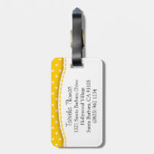 Heldere gele bloemkarkjes met de naam bagagelabel (Achterkant verticaal)